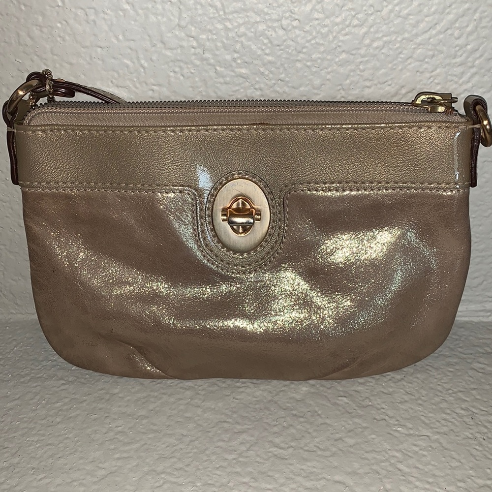 Coach Gold Sateen Wristlet